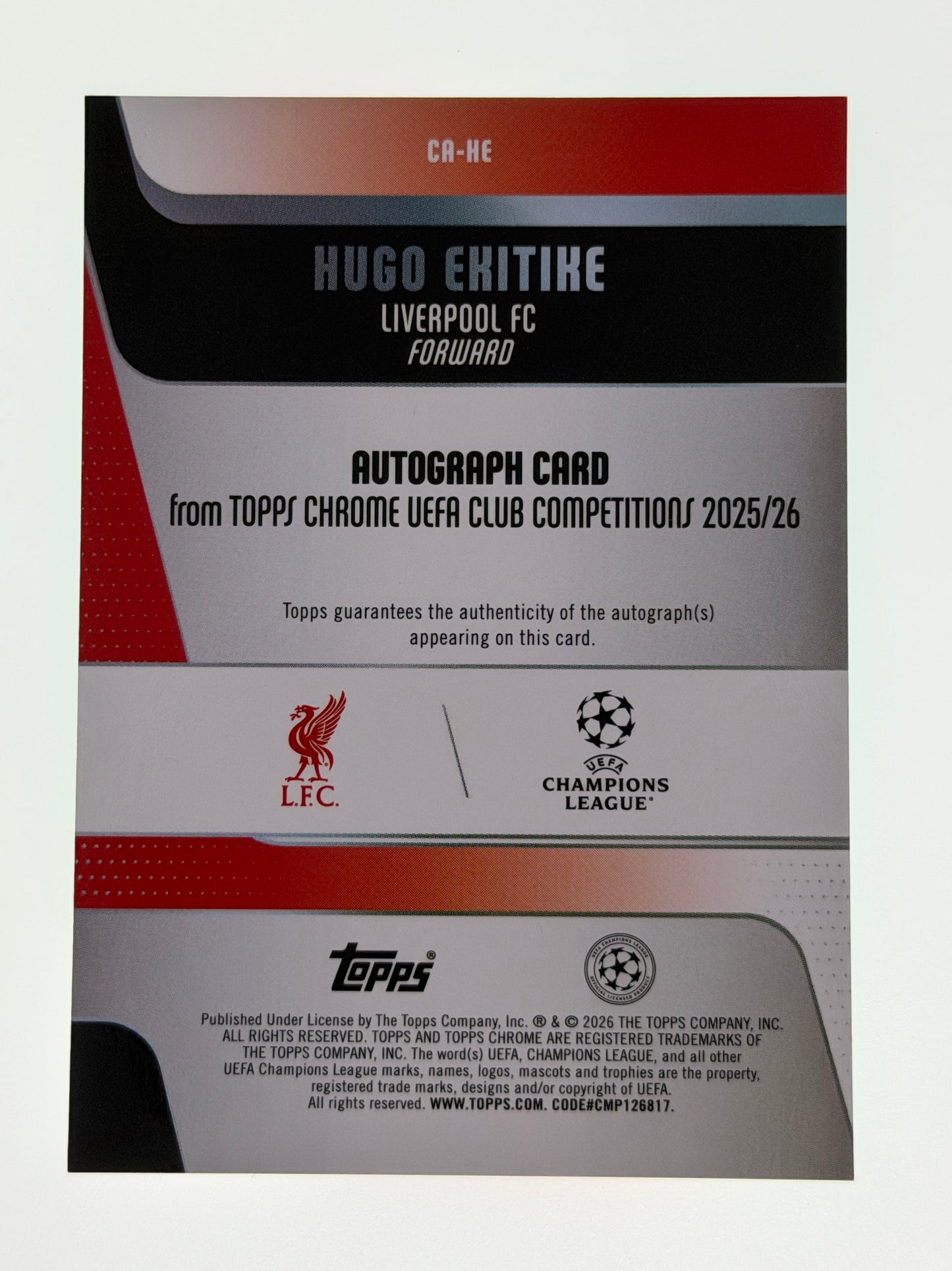 2025-26 Topps UEFA Club Competitions Autograph Card Green Lava 35/99 - Hugo Ekitike