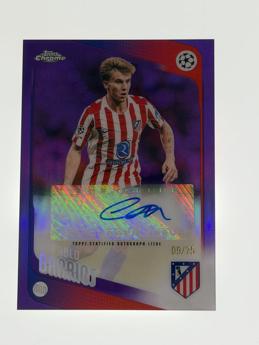 2025-26 Topps UEFA Club Competitions Autograph Card Purple 09/75 - Pablo Barrios