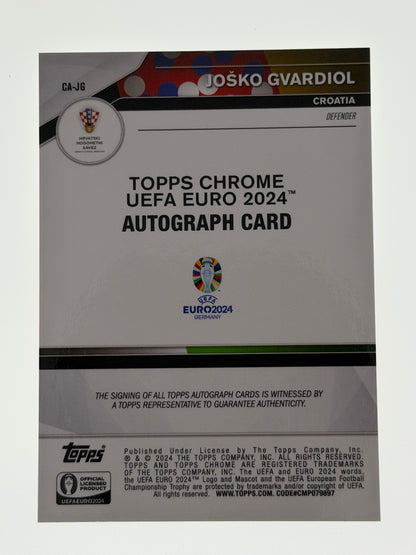Topps Chrome UEFA Euro 2024 Autograph Card - Josko Gvardiol