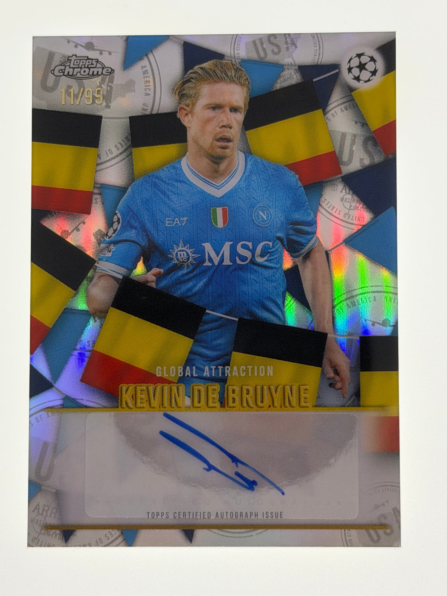 2025-26 Topps UEFA Club Competitions Global Attraction: Summer of 2026 Autograph Card 11/99 - Kevin De Bruyne
