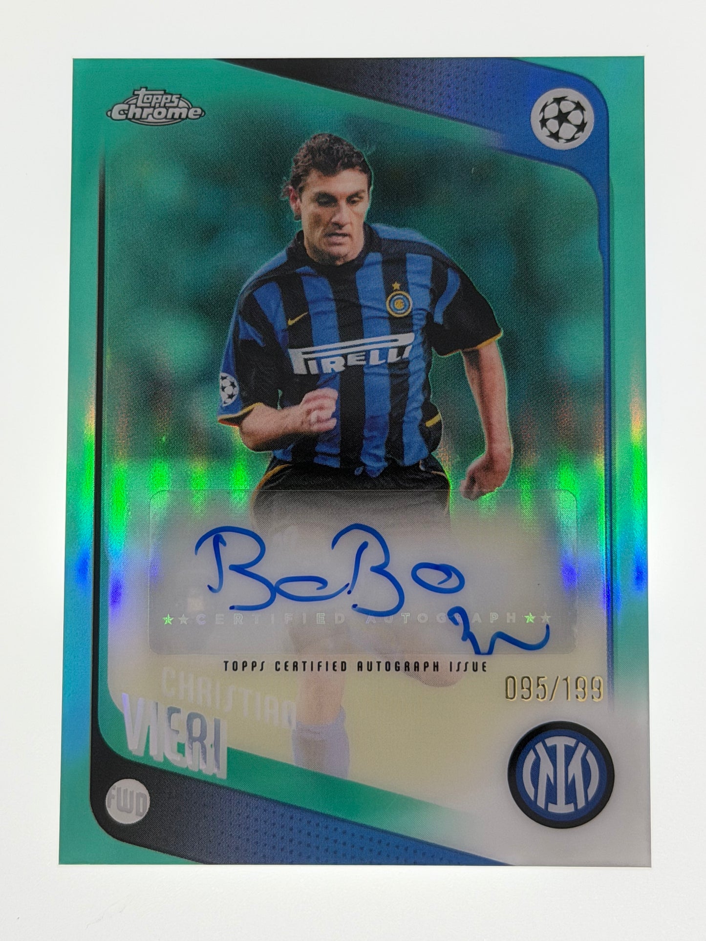 2025-26 Topps Chrome UEFA Club Competitions Autograph Card Teal Wave 095/199 - Christian Vieiri