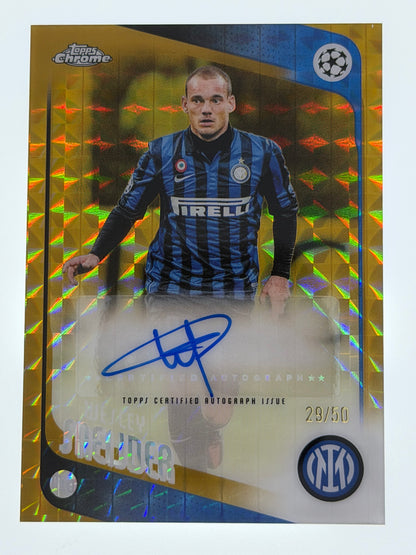 2025-26 Topps Chrome UEFA Club Competitions Autograph Card Gold Geometric 29/50 - Wesley Sneijder