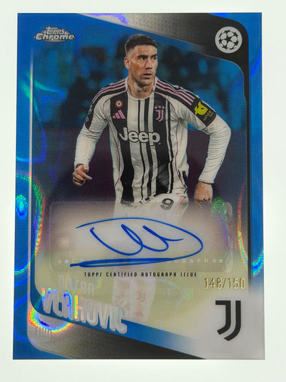 2025-26 Topps UEFA Club Competitions Autograph Card Blue Lava 148/150 - Dusan Vlahovic