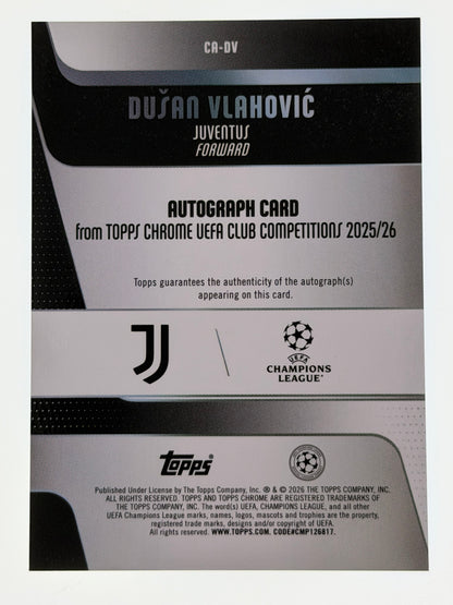 2025-26 Topps UEFA Club Competitions Autograph Card Blue Lava 148/150 - Dusan Vlahovic
