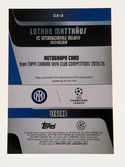 2025-26 Topps Chrome UEFA Club Competitions Autograph Card Orange Geometric 20/25 - Lothar Matthaus