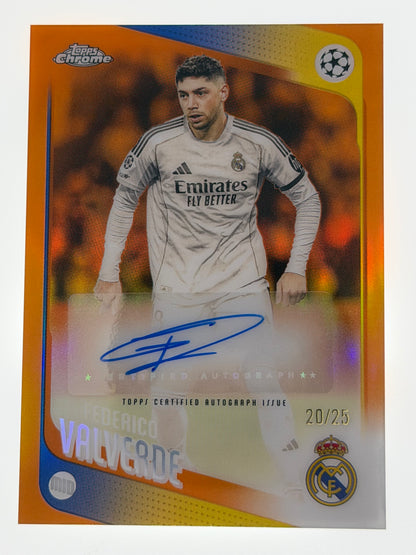 2025-26 Topps Chrome UEFA Club Competitions Autograph Card Orange 20/25 - Frederico Valverde