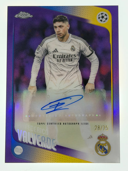 2025-26 Topps Chrome UEFA Club Competitions Autograph Card Purple 28/75 - Frederico Valverde