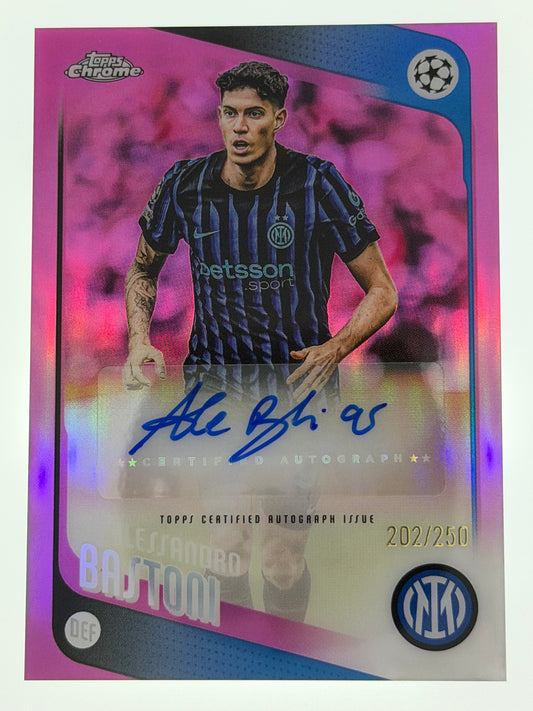 2025-26 Topps Chrome UEFA Club Competitions Autograph Card Pink 202/250 - Alessandro Bastoni