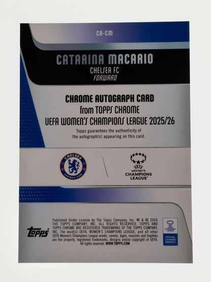 2025-26 Topps Chrome UEFA Women's Champions League Autograph Card Purple Wave 35/75 - Catarina Macario