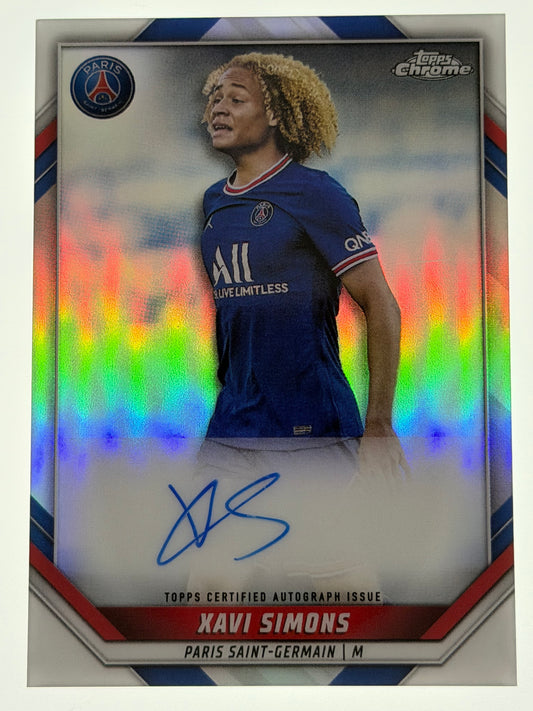 2021-22 Topps Chrome Paris Saint-Germain Autograph Card Refractor 06/70 - Xavi Simons