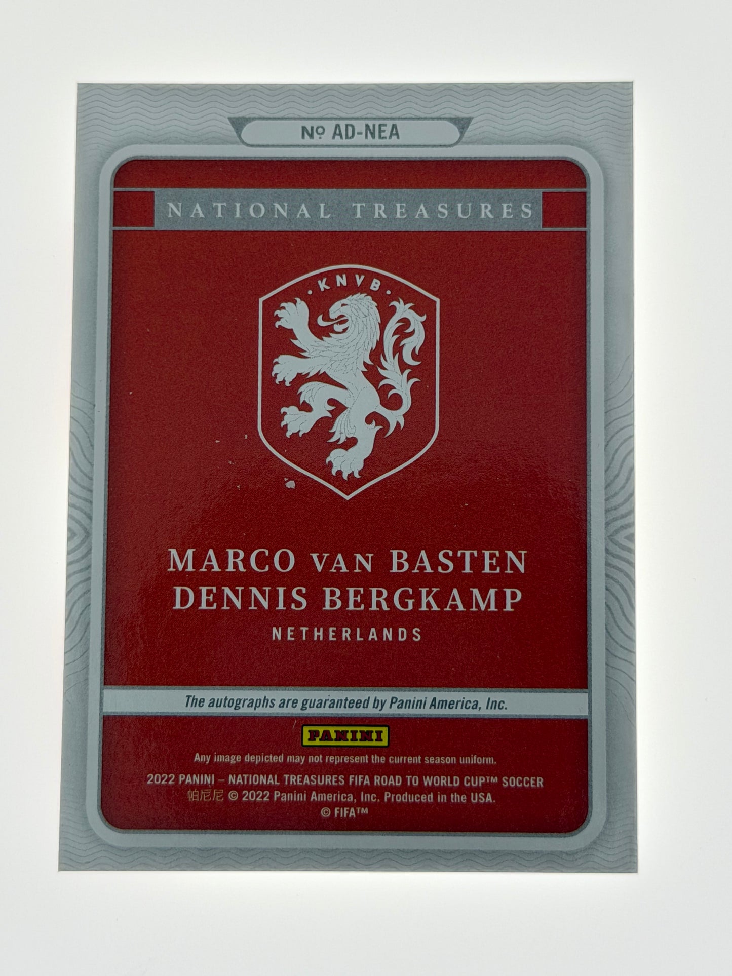 2022 Panini National Treasures FIFA Road To World Cup Soccer Autograph Dual 2/3 - Marco Van Basten & Dennis Bergkamp