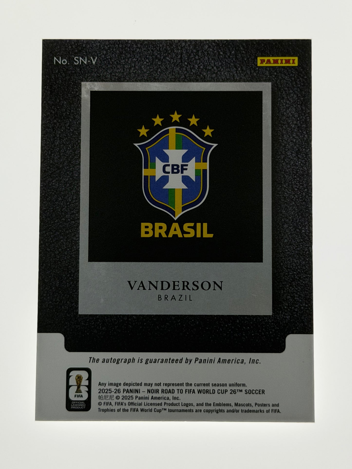 2025-26 Panini - Noir Road To FIFA World Cup 26 Soccer Snapshot Signatures 34/49 - Vanderson