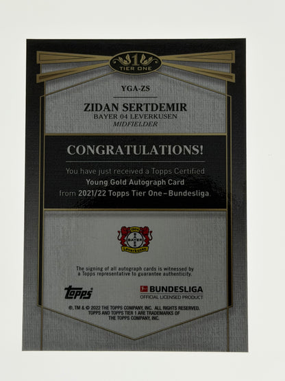 2021-22 Topps Tier One - Bundesliga Young Gold Autograph 12/50 RC - Zidan Sertdemir