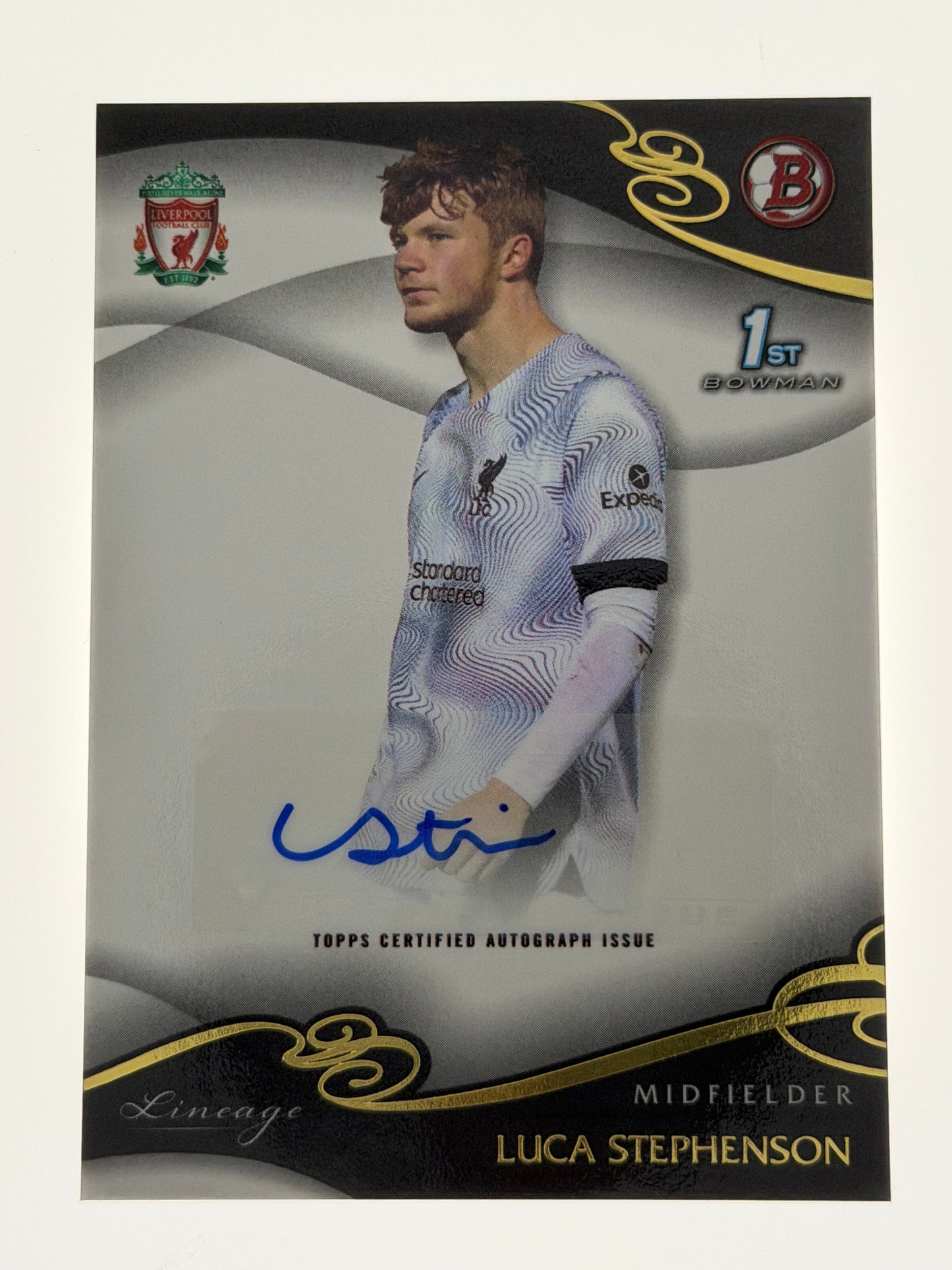 2022-23 Topps Liverpool Lineage LFC Academy Autograph 1st Bowman - Luca Stephenson