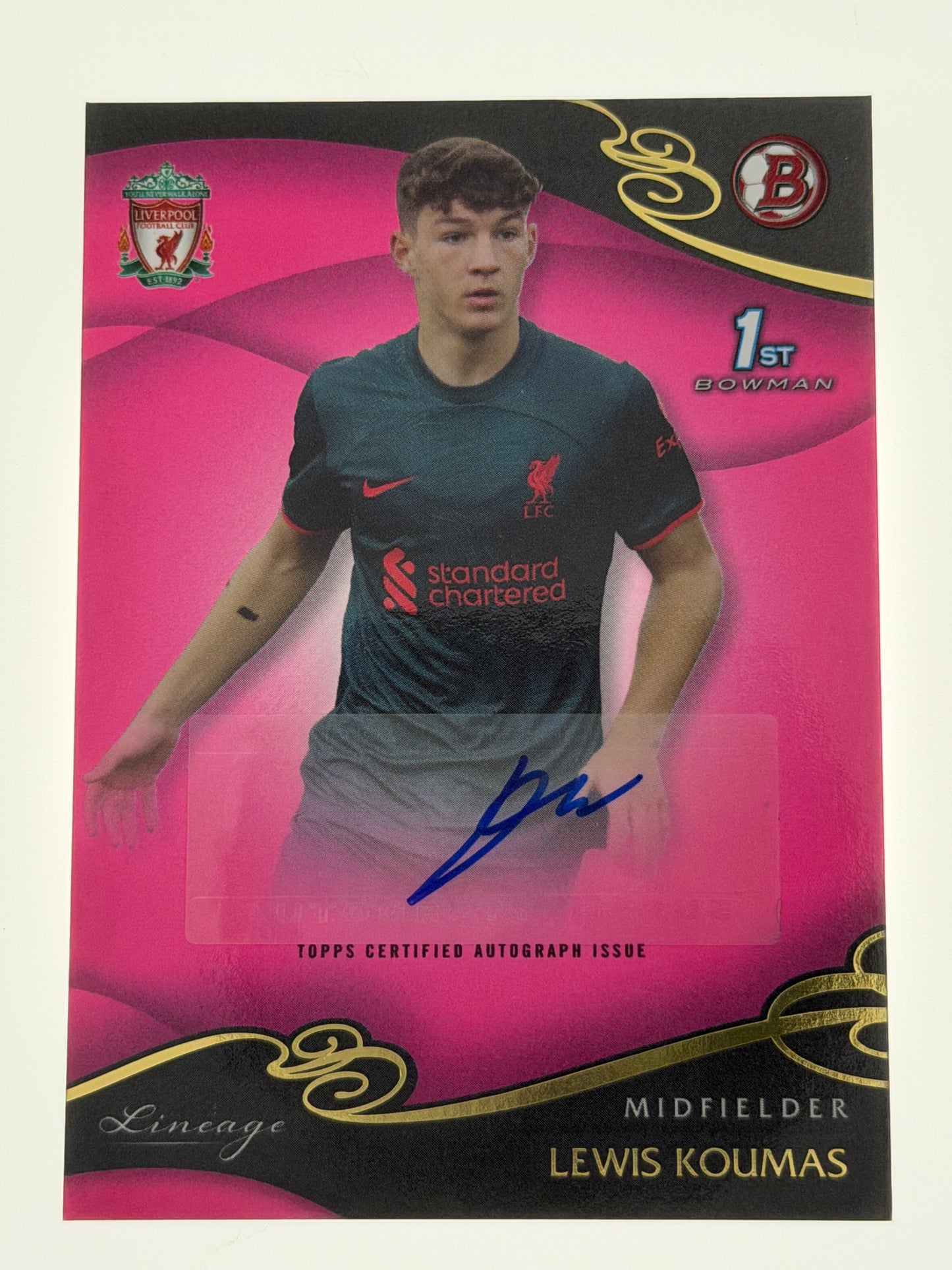 2022-23 Topps Liverpool Lineage LFC Academy Autograph 1st Bowman Pink 18/80 - Lewis Koumas