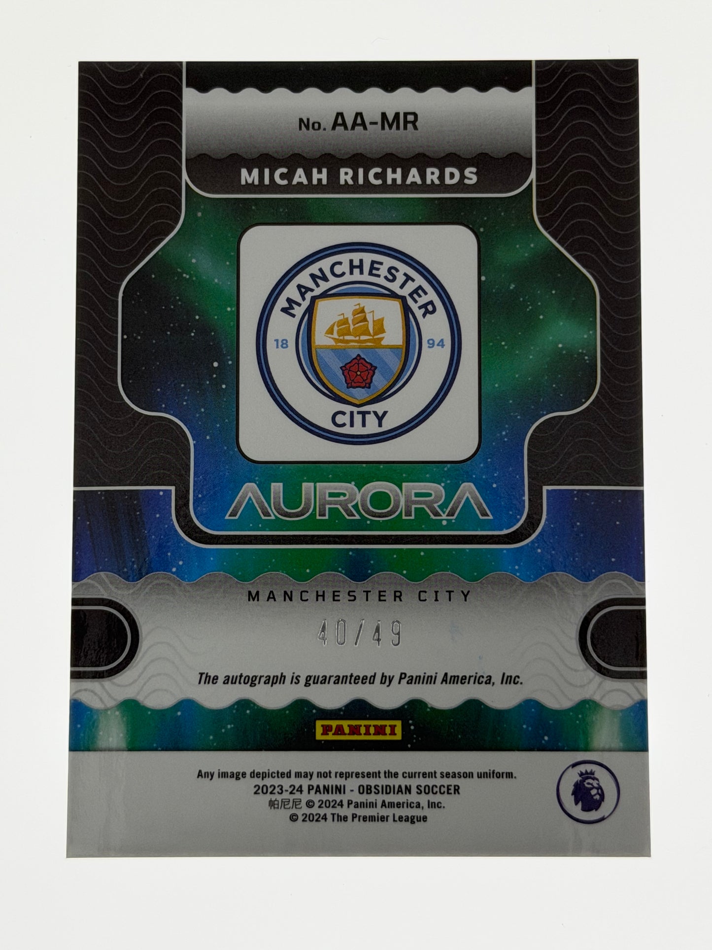 2023-24 Panini - Obsidian Soccer Aurora Autographs 40/49 - Micah Richards