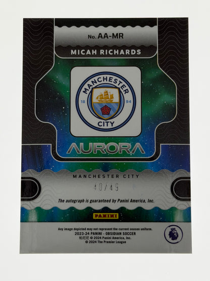 2023-24 Panini - Obsidian Soccer Aurora Autographs 40/49 - Micah Richards