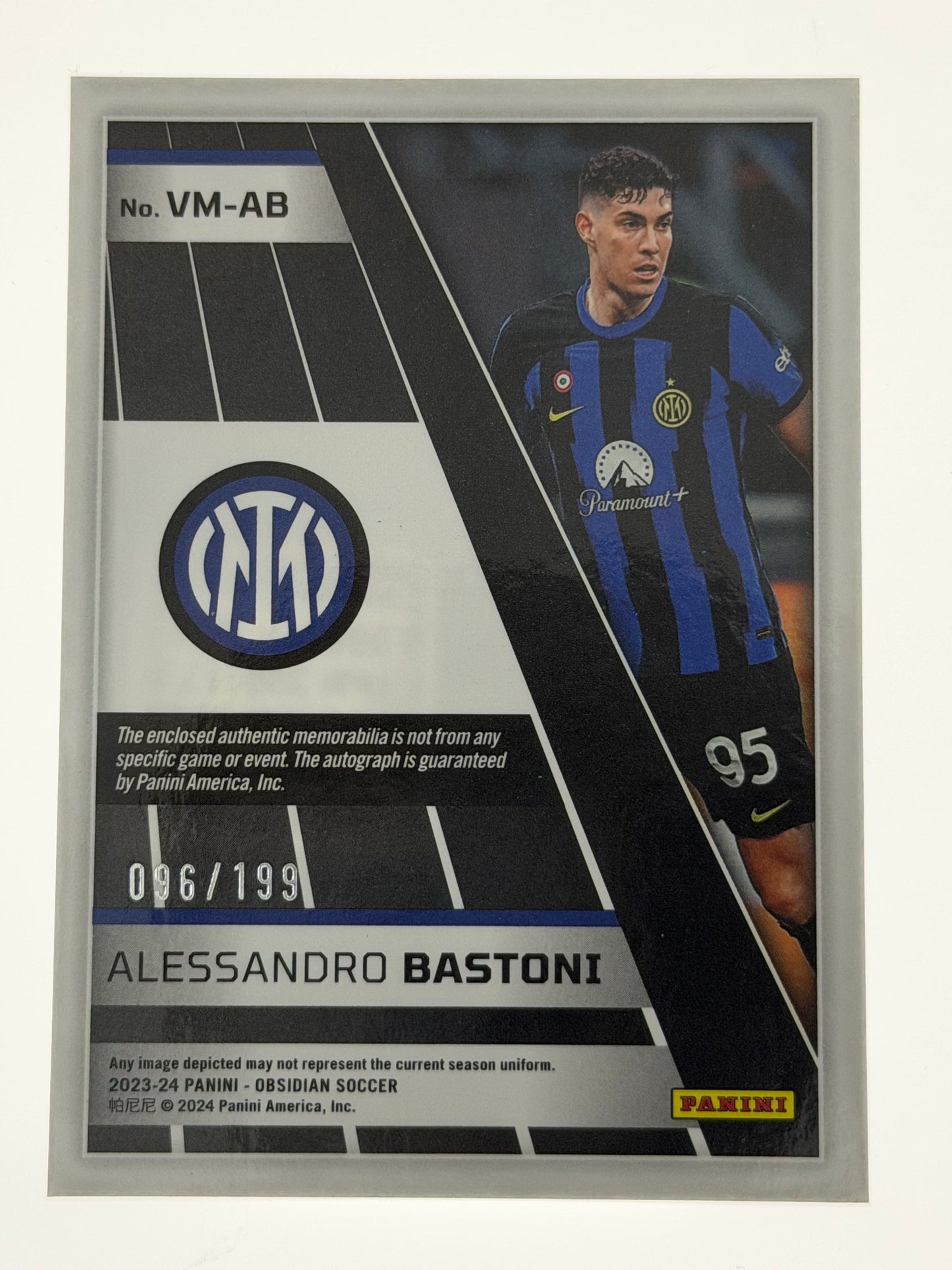 2023-24 Panini - Obsidian Soccer Volcanic Materials Autograph 096/199 - Alessandro Bastoni