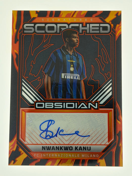 2025-26 Panini - Obsidian Soccer Scorched Signatures 055/149 - Nwankwo Kanu