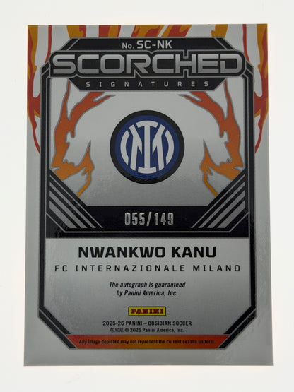 2025-26 Panini - Obsidian Soccer Scorched Signatures 055/149 - Nwankwo Kanu