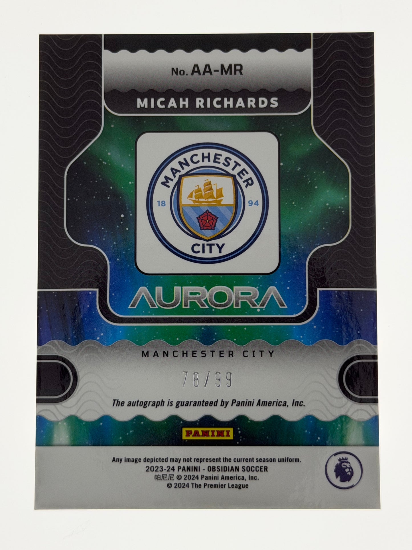 2023-24 Panini - Obsidian Soccer Aurora Autographs 78/99 - Micah Richards