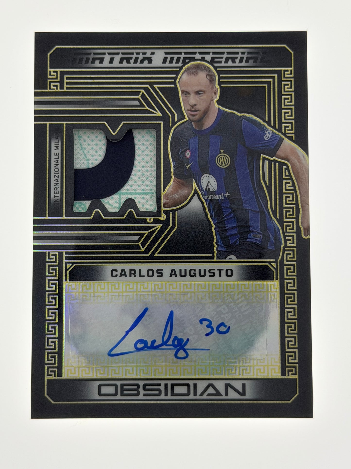 2023-24 Panini - Obsidian Soccer Matrix Material Autographs 09/10 - Carlos Augusto
