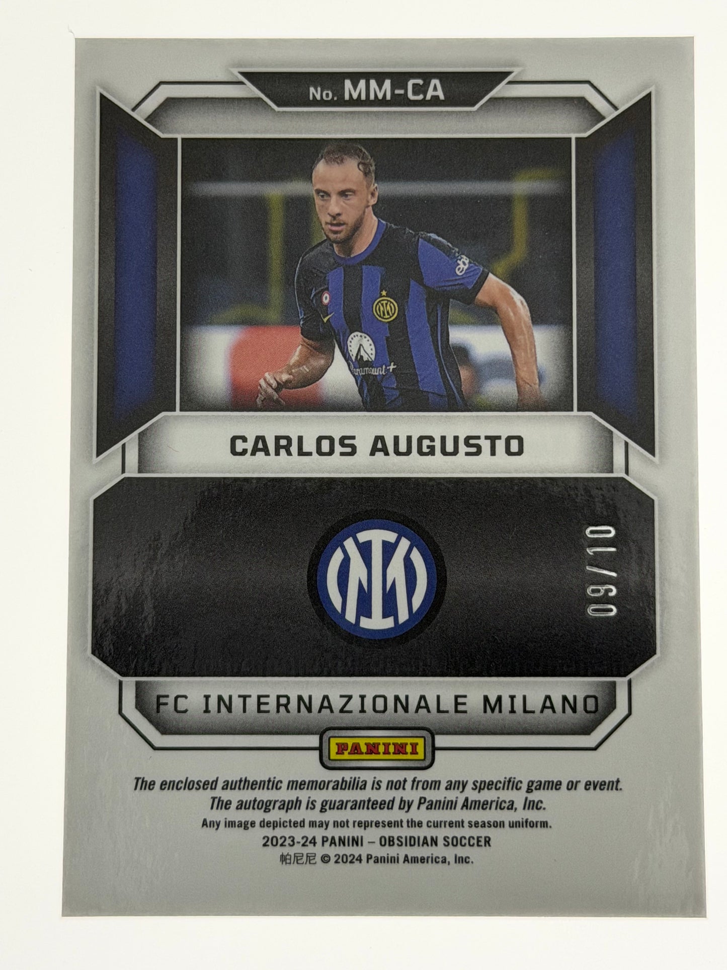 2023-24 Panini - Obsidian Soccer Matrix Material Autographs 09/10 - Carlos Augusto