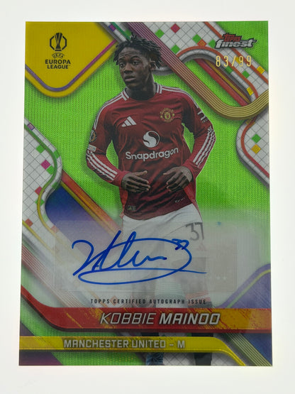2024-25 Topps Finest UEFA Club Competitions Autograph Green 83/99 - Kobbie Mainoo