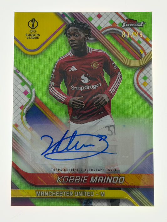 2024-25 Topps Finest UEFA Club Competitions Autograph Green 83/99 - Kobbie Mainoo