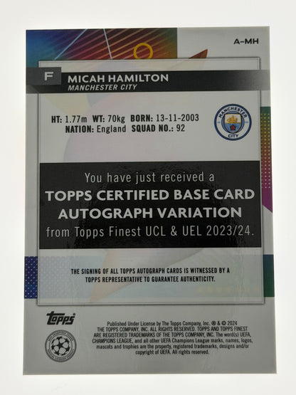2023-24 Topps Finest UEFA Club Competitions Autograph RC - Micah Hamilton