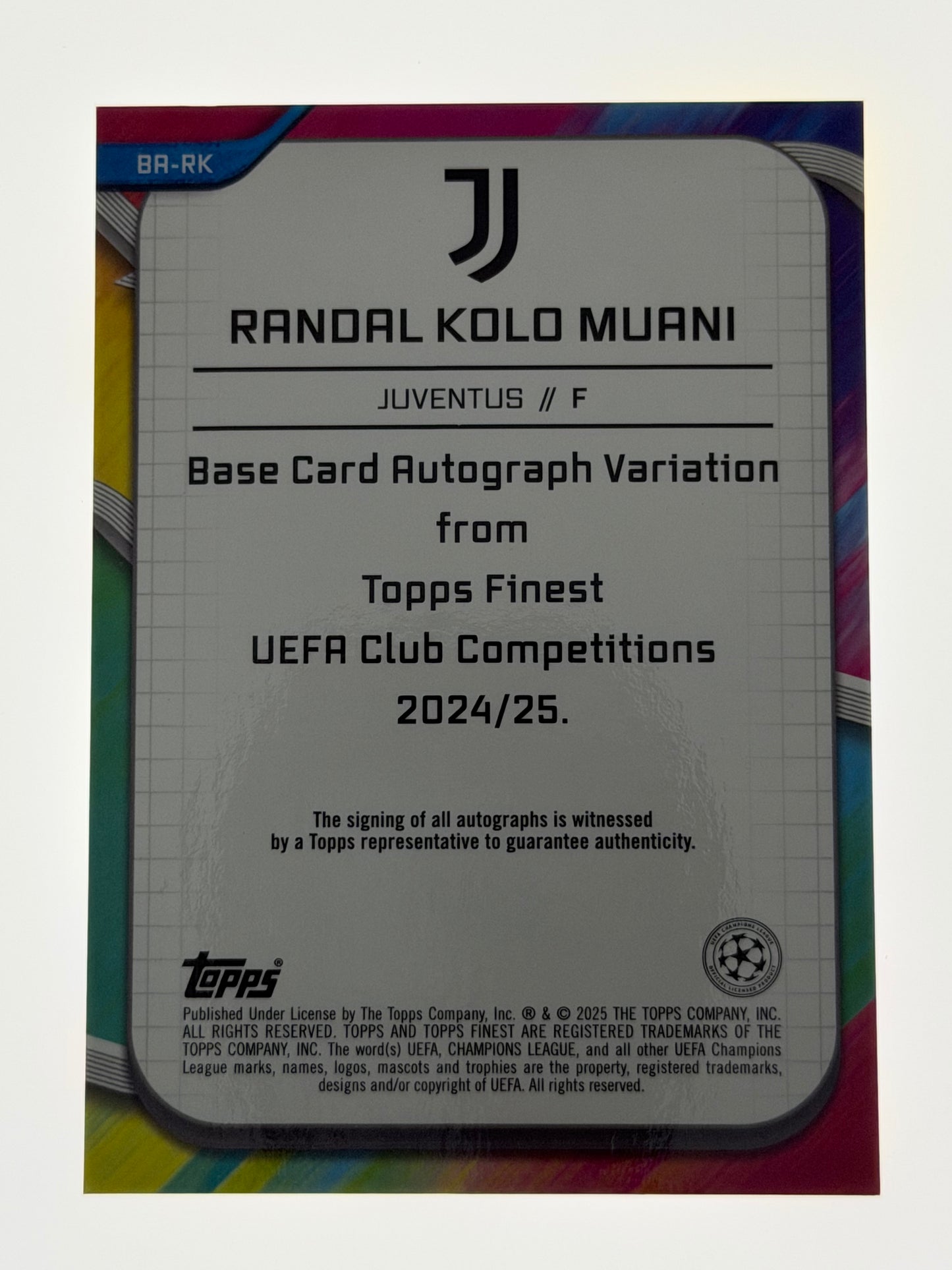 2024-25 Topps Finest UEFA Club Competitions Autograph - Randal Kolo Muani