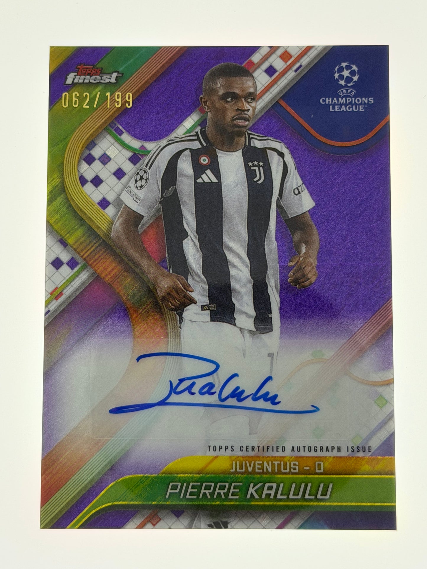 2024-25 Topps Finest UEFA Club Competitions Autograph Purple 062/199 - Pierre Kalulu