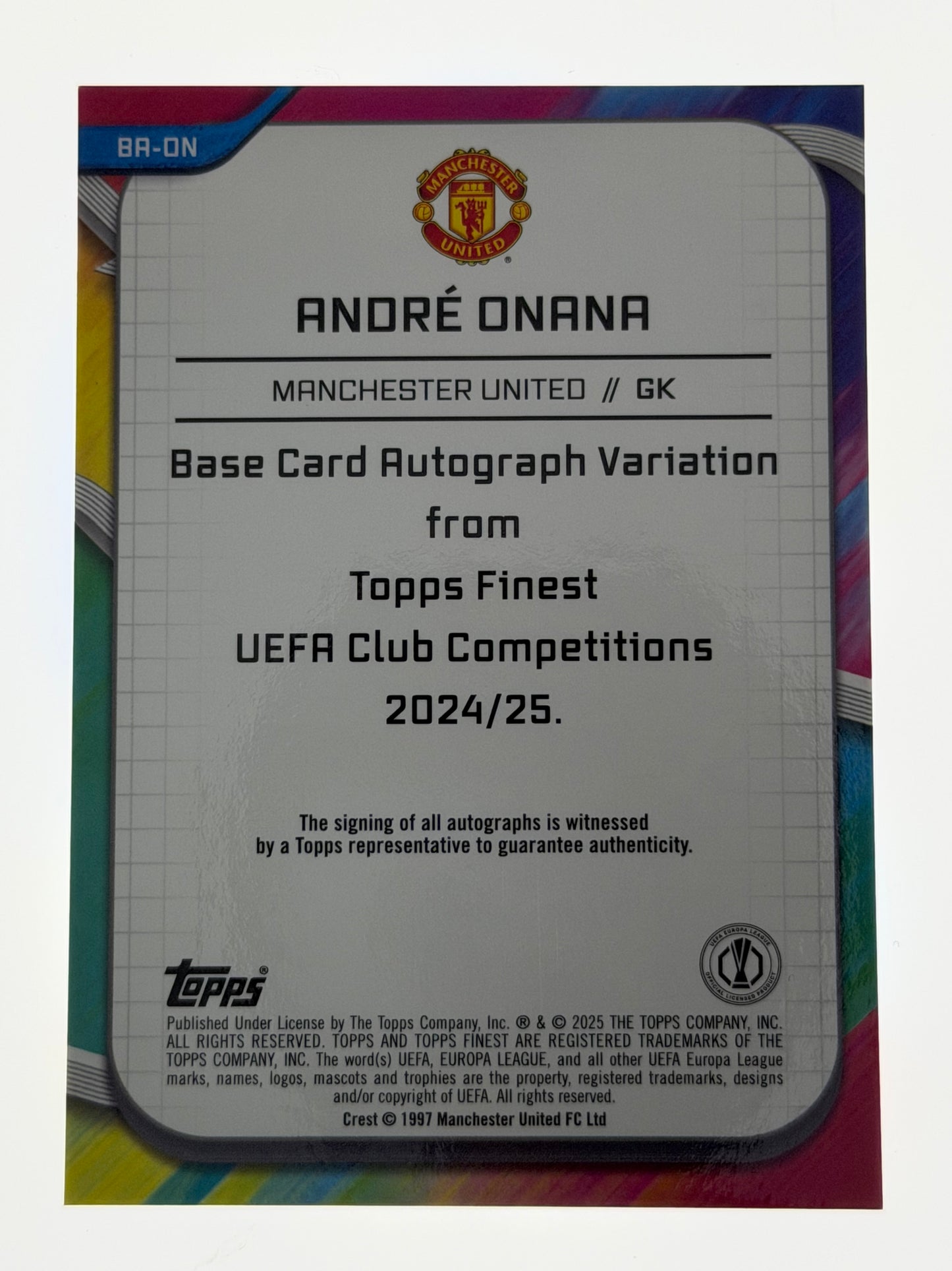 2024-25 Topps Finest UEFA Club Competitions Autograph Blue 107/150 - Andre Onana