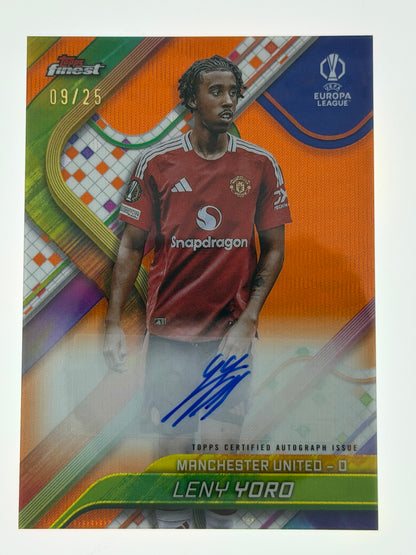 2024-25 Topps Finest UEFA Club Competitions Autograph Orange 09/25 - Leny Yoro