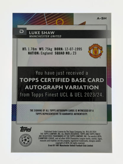 2023-24 Topps Finest UEFA Club Competitions Autograph Blue 067/150 - Luke Shaw