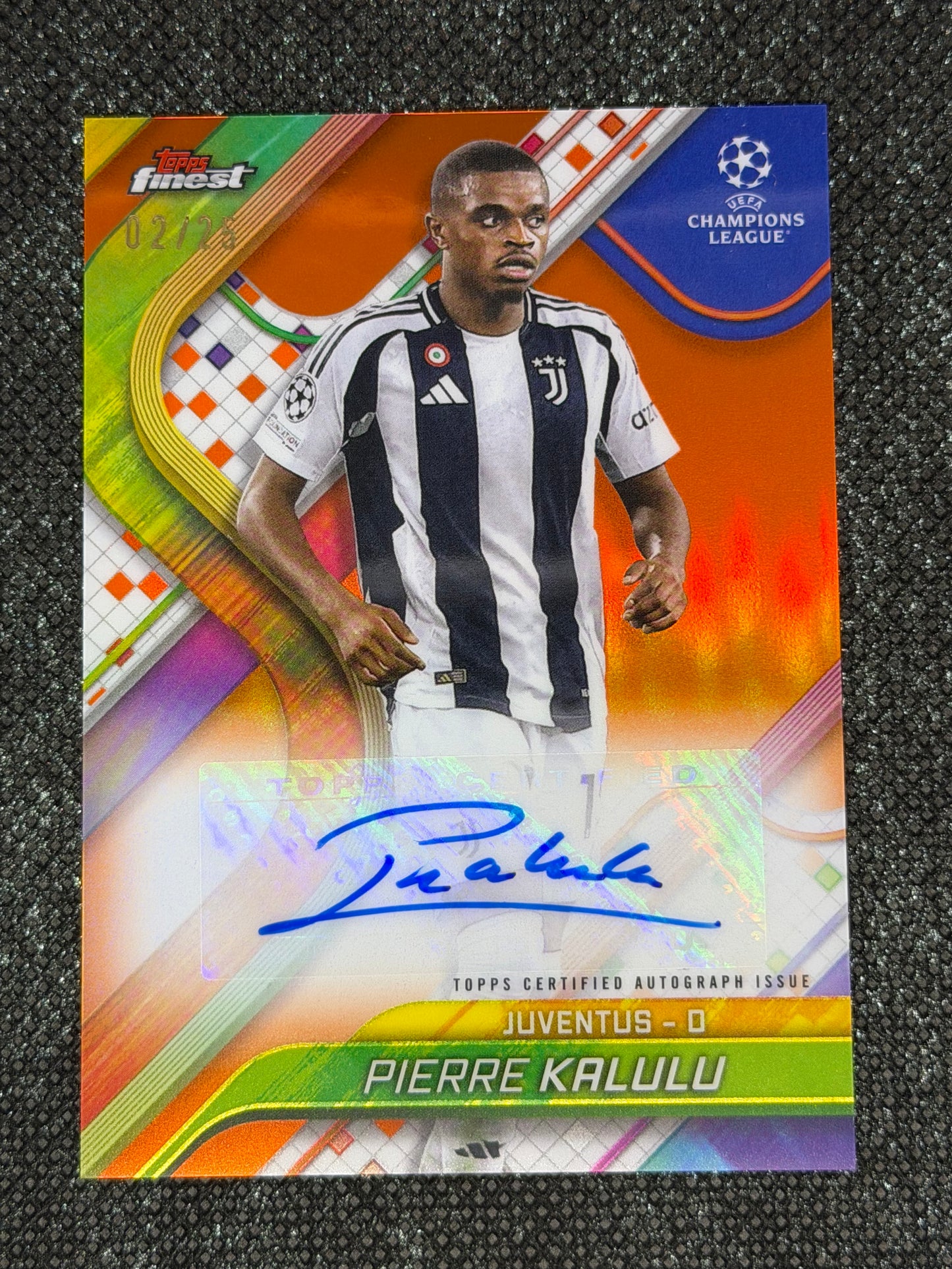 2024-25 Topps Finest UEFA Club Competitions Autograph Card Orange 02/25 - Pierre Kalulu