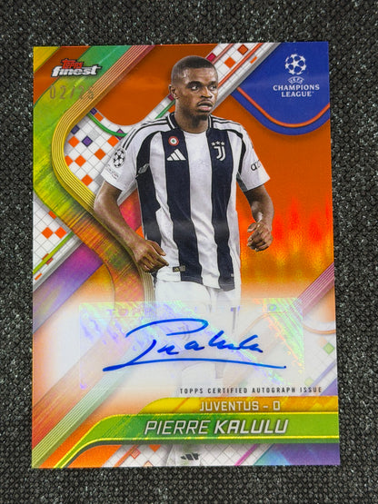 2024-25 Topps Finest UEFA Club Competitions Autograph Card Orange 02/25 - Pierre Kalulu