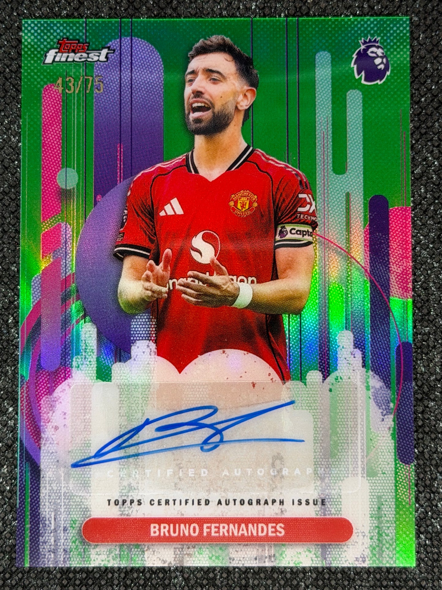 2025-26 Topps Finest Premier League Autograph Green 43/75 - Bruno Fernandes