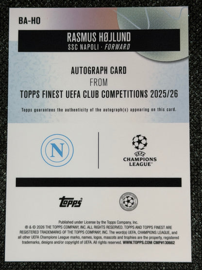 2025-26 Topps Finest UEFA Club Competitions Autograph Card Gold Wave 08/50 - Rasmus Hojlund