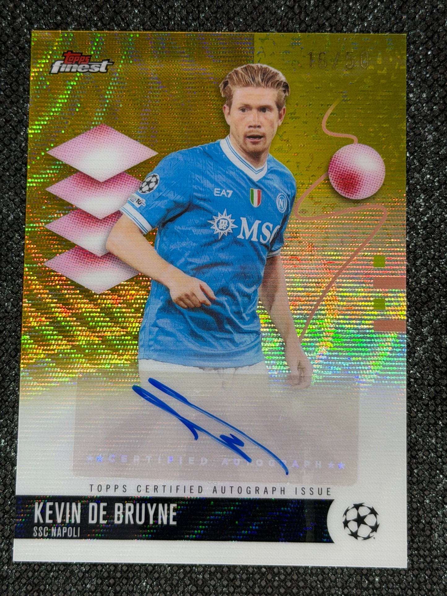 2025-26 Topps Finest UEFA Club Competitions Autograph Card Gold Wave 18/50 - Kevin De Bruyne
