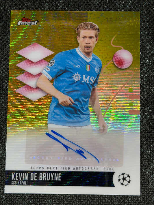 2025-26 Topps Finest UEFA Club Competitions Autograph Card Gold Wave 18/50 - Kevin De Bruyne