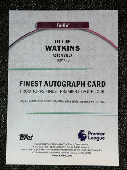 2025-26 Topps Finest Premier League Autograph Card - Ollie Watkins