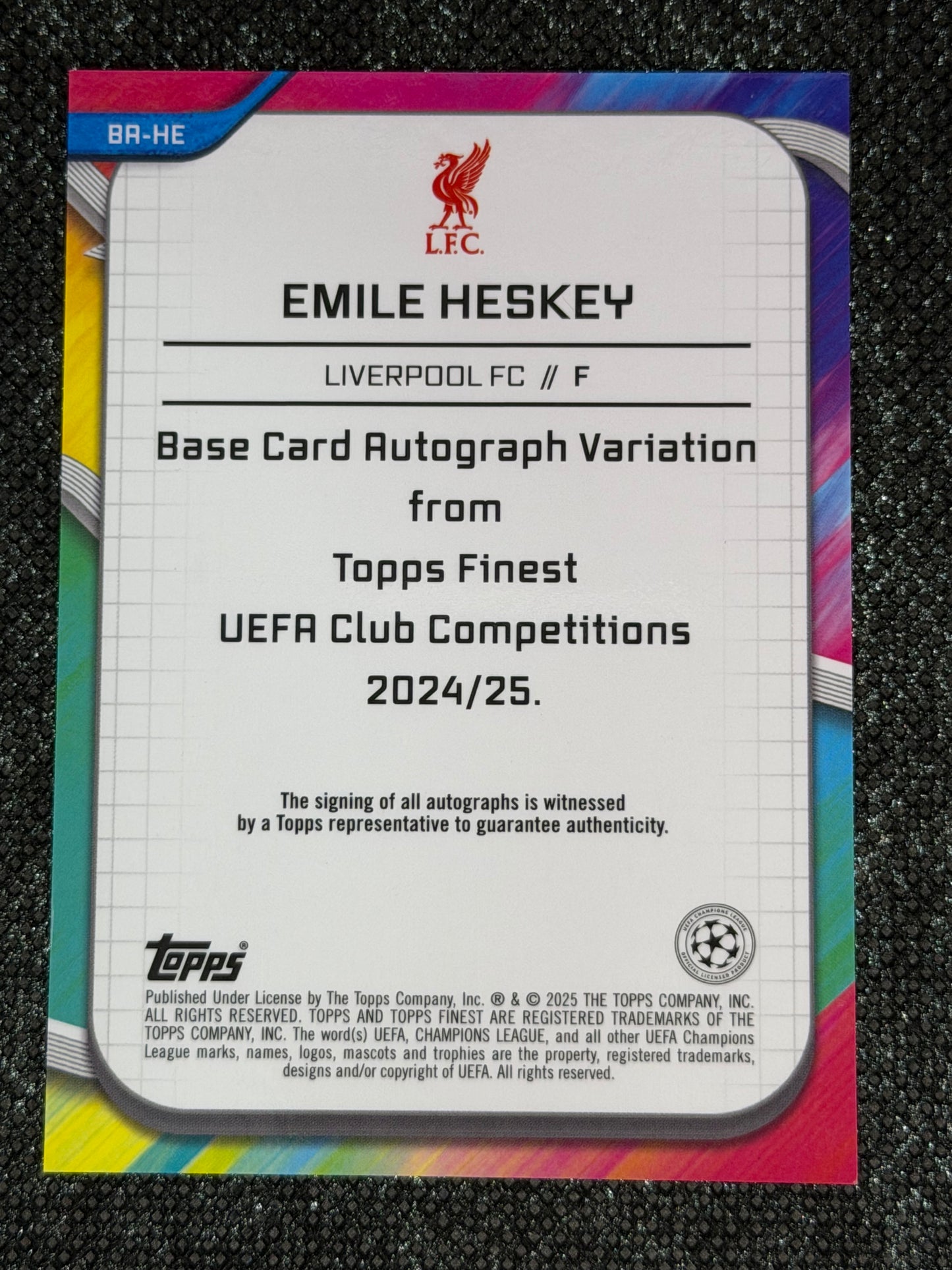 2024-25 Topps Finest UEFA Club Competitions Autograph Gold 45/50 - Emile Heskey