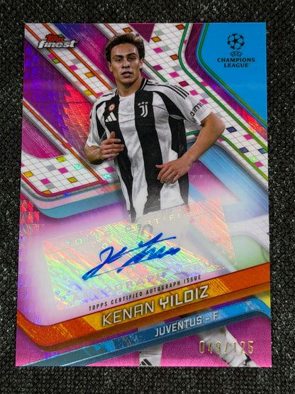 2024-25 Topps Finest UEFA Club Competitions Autograph Pink 049/125 - Kenan Yildiz