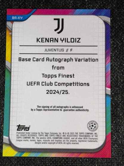 2024-25 Topps Finest UEFA Club Competitions Autograph Pink 049/125 - Kenan Yildiz