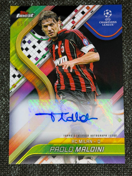2024-25 Topps Finest UEFA Club Competitions Autograph Card Black 05/10 - Paolo Maldini