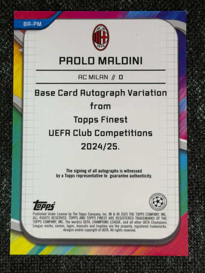 2024-25 Topps Finest UEFA Club Competitions Autograph Card Black 05/10 - Paolo Maldini