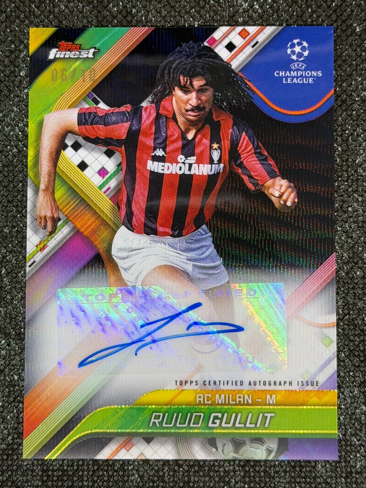 2024-25 Topps Finest UEFA Club Competitions Autograph Card Black Wave 06/10 - Ruud Gullit
