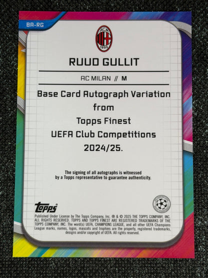 2024-25 Topps Finest UEFA Club Competitions Autograph Card Black Wave 06/10 - Ruud Gullit