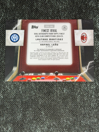 2024-25 Topps Finest UEFA Club Competitions Finest Rival Dual Autograph Gold 48/50 - Lautaro Martinez & Rafael Leao